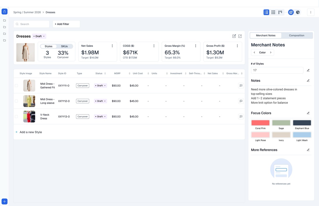 Redesigning PLM for Apparel Line Planning — Enterprise UX